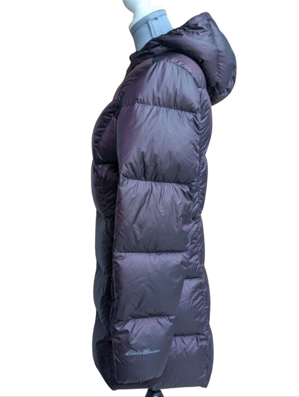 Eddie Bauer Luna Peak Down Parka Jacket Hooded Puffer Coat Plum Purple Small - Picture 3 of 9